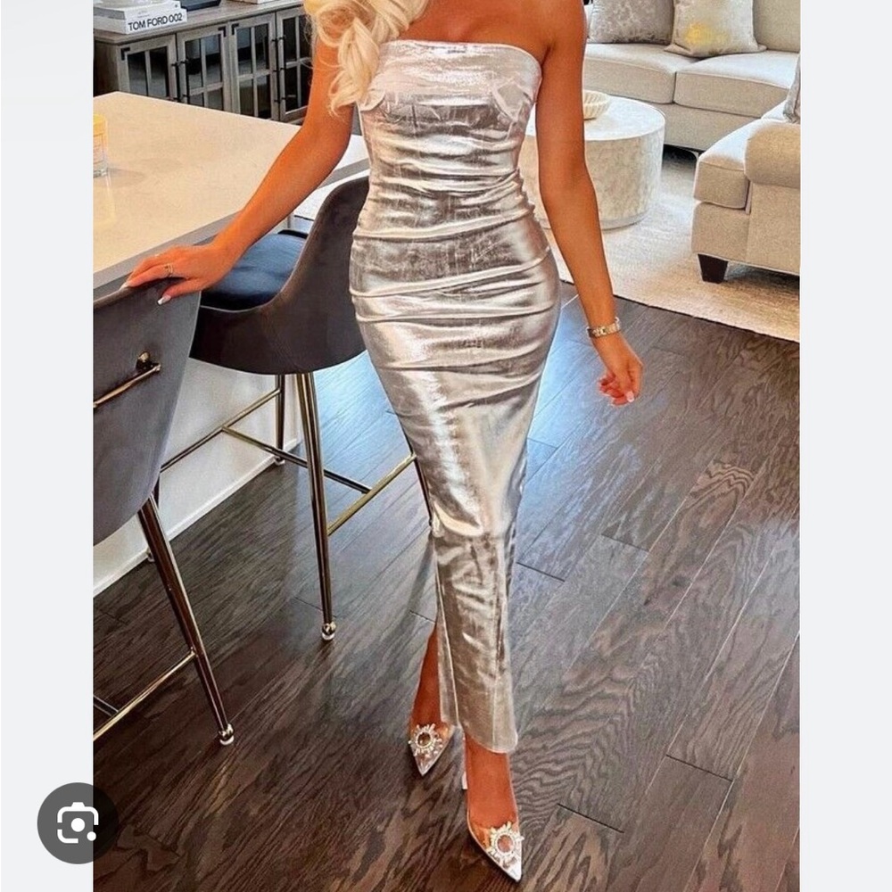 Zara silver denim dress